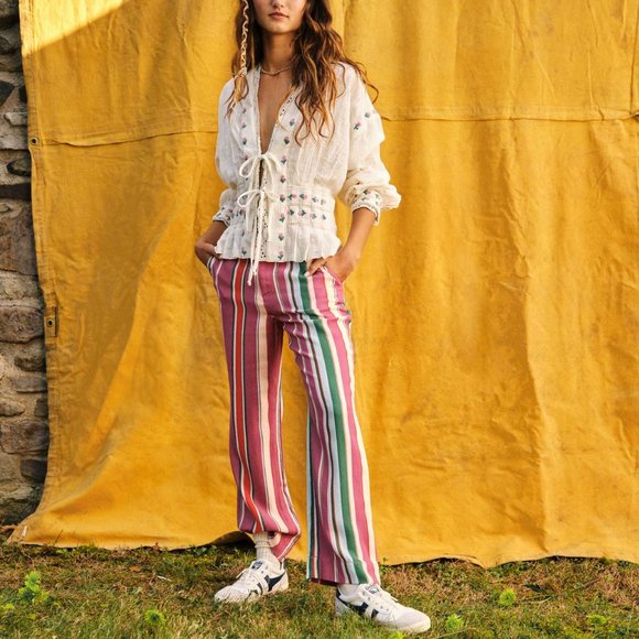 🎉LAST CHANCE🎉 NWT Free People La Paz Slim Crop Pants / Berry Combo - Picture 6 of 9